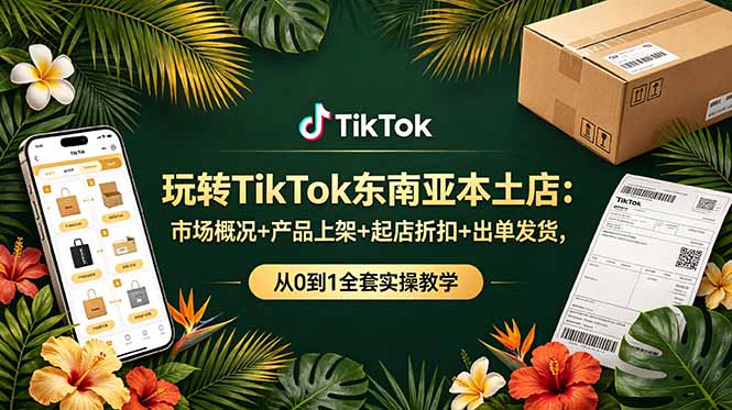 玩转TikTok东南亚本土店：市场概况+产品上架+起店折扣+出单发货，从0到1全套实操教学