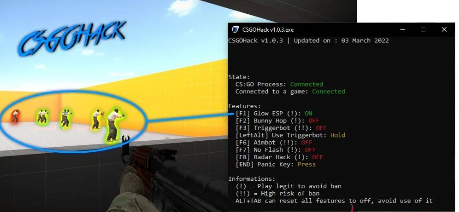 CSGOHack v1.2.28 -透视自瞄、皮肤、雷达老毛子辅助